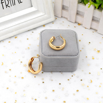 HUANZHI 2019 New Minimalist Gold Metal Large Circle Geometric Round Big Hoop Earrings for Women Girl Wedding Party Jewelry