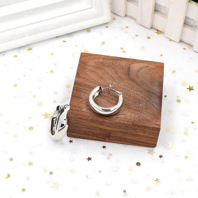 HUANZHI 2019 New Minimalist Gold Metal Large Circle Geometric Round Big Hoop Earrings for Women Girl Wedding Party Jewelry