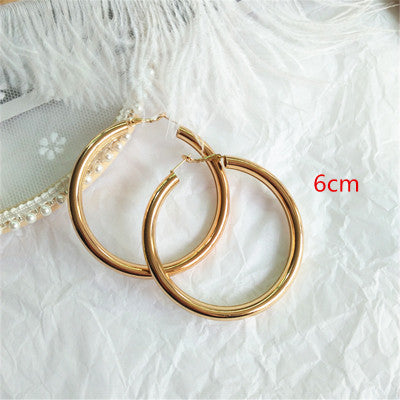 HUANZHI 2019 New Minimalist Gold Metal Large Circle Geometric Round Big Hoop Earrings for Women Girl Wedding Party Jewelry