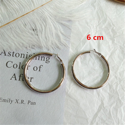 HUANZHI 2019 New Minimalist Gold Metal Large Circle Geometric Round Big Hoop Earrings for Women Girl Wedding Party Jewelry