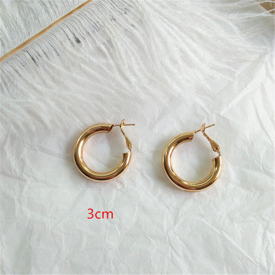 HUANZHI 2019 New Minimalist Gold Metal Large Circle Geometric Round Big Hoop Earrings for Women Girl Wedding Party Jewelry