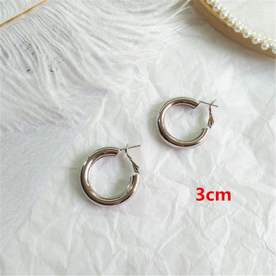 HUANZHI 2019 New Minimalist Gold Metal Large Circle Geometric Round Big Hoop Earrings for Women Girl Wedding Party Jewelry