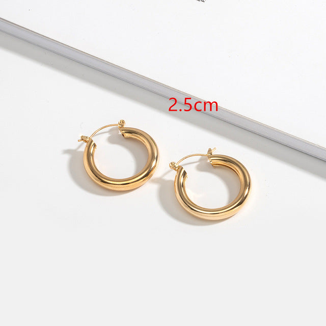 HUANZHI 2019 New Minimalist Gold Metal Large Circle Geometric Round Big Hoop Earrings for Women Girl Wedding Party Jewelry