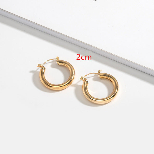 HUANZHI 2019 New Minimalist Gold Metal Large Circle Geometric Round Big Hoop Earrings for Women Girl Wedding Party Jewelry