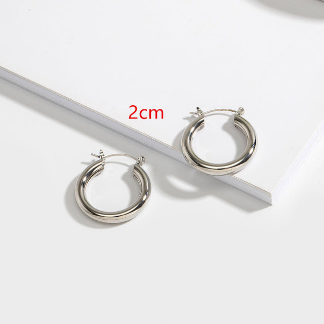 HUANZHI 2019 New Minimalist Gold Metal Large Circle Geometric Round Big Hoop Earrings for Women Girl Wedding Party Jewelry