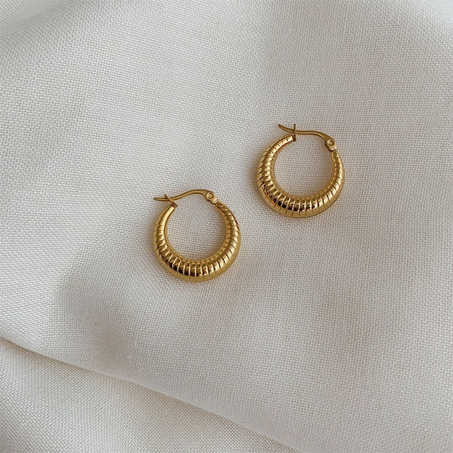Peri'sBox Thick Link U Shape Geometric Earrings Brass Gold Drop Earrings for Women Chic Stylish Earrings Celebrity Jewelry