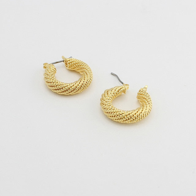 Peri'sBox Thick Link U Shape Geometric Earrings Brass Gold Drop Earrings for Women Chic Stylish Earrings Celebrity Jewelry