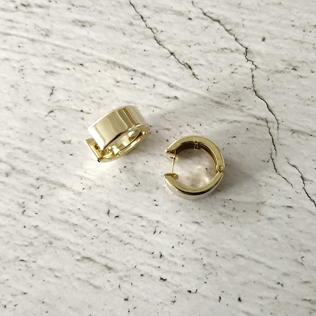 Peri'sBox Thick Link U Shape Geometric Earrings Brass Gold Drop Earrings for Women Chic Stylish Earrings Celebrity Jewelry