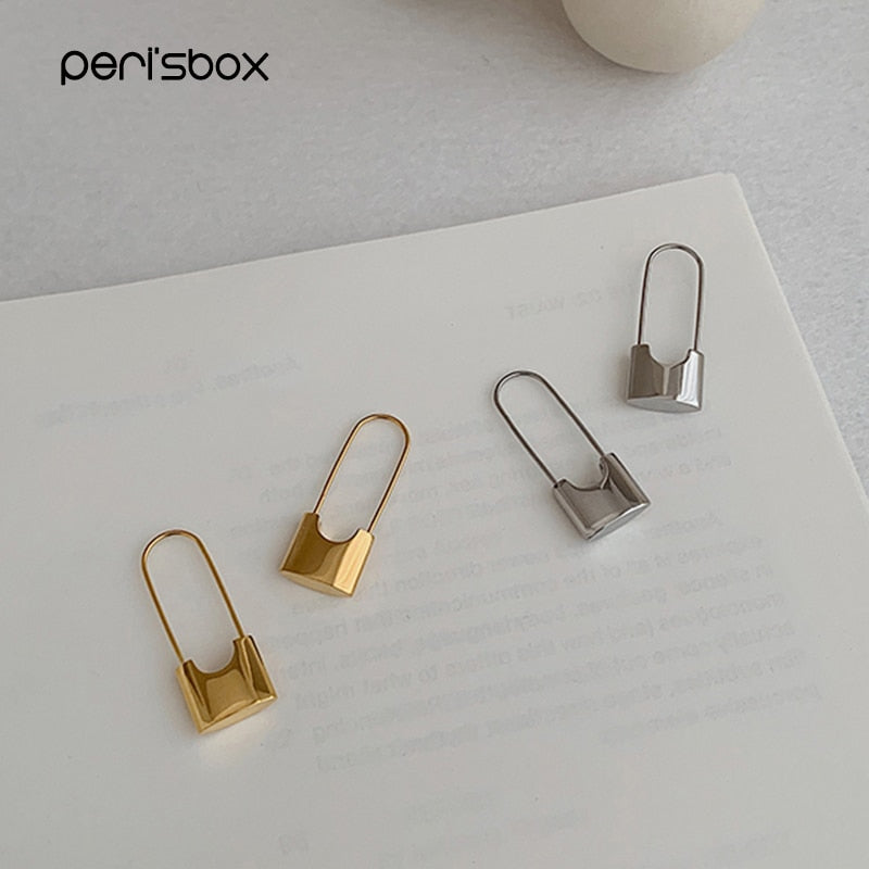 Peri'sBox Unique Design Gold Lock Hoop Earrings for Women Small Safety Pin Earrings Hoops Minimal Jewelry