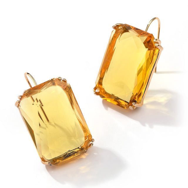 Transparent Resin Pendant Hanging Earring For Women Bohemia Trendy Geometric Square Acrylic Drop Dangle Earrings Wedding Jewelry