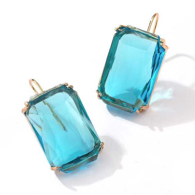 Transparent Resin Pendant Hanging Earring For Women Bohemia Trendy Geometric Square Acrylic Drop Dangle Earrings Wedding Jewelry