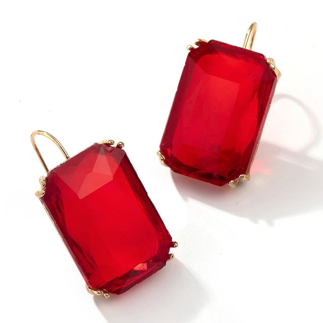 Transparent Resin Pendant Hanging Earring For Women Bohemia Trendy Geometric Square Acrylic Drop Dangle Earrings Wedding Jewelry