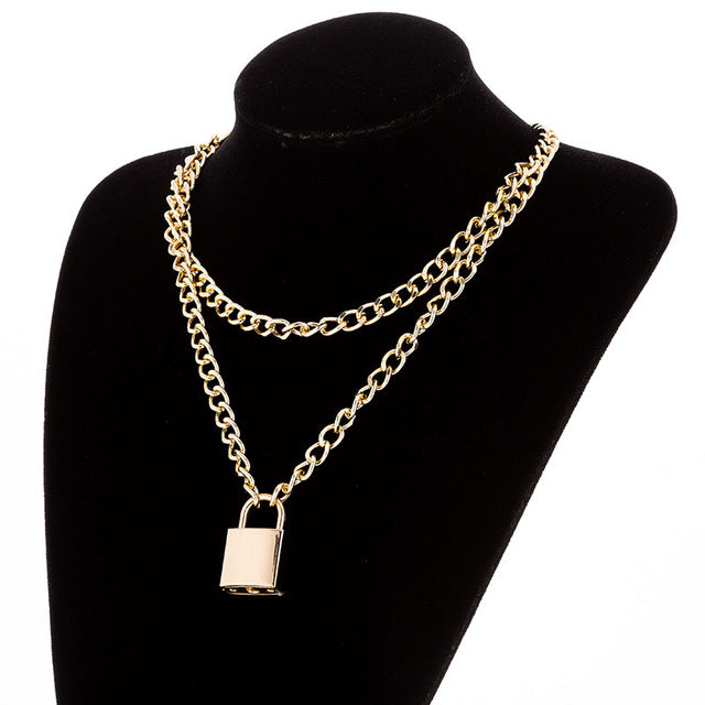 KMVEXO Multilayers Punk Chains Cross Necklace Couple Fashion Street Hip Hop Geometric Metal Pendant Necklaces for Women