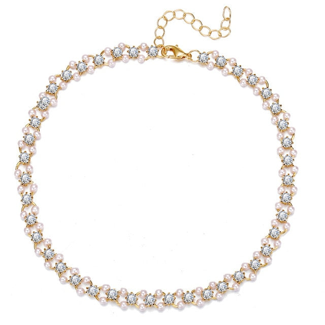 17KM Flower Pearl Necklaces For Women Party Bow Knot Pendant Necklace Fashion Choker Elegant Flower Jewelry Gifts 2020