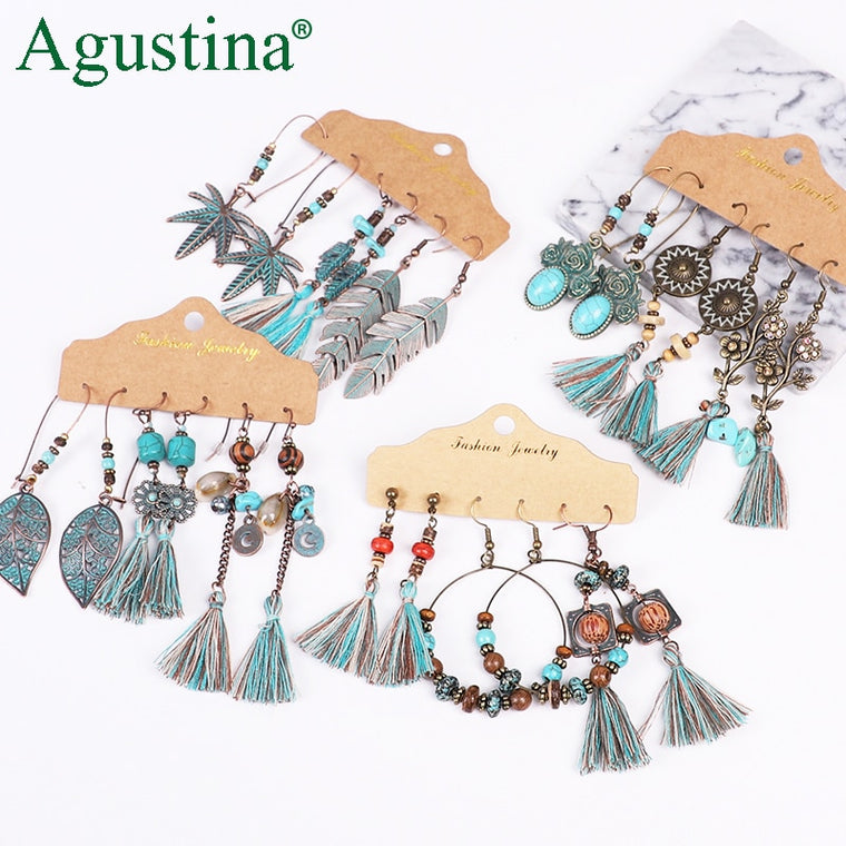 Agustina Earrings Set 2020 New Tassel Earrings Jewelry Boho Women Bohemian Drop Long Earrings Earring Handmade Fringe Statement