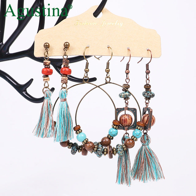 Agustina Earrings Set 2020 New Tassel Earrings Jewelry Boho Women Bohemian Drop Long Earrings Earring Handmade Fringe Statement