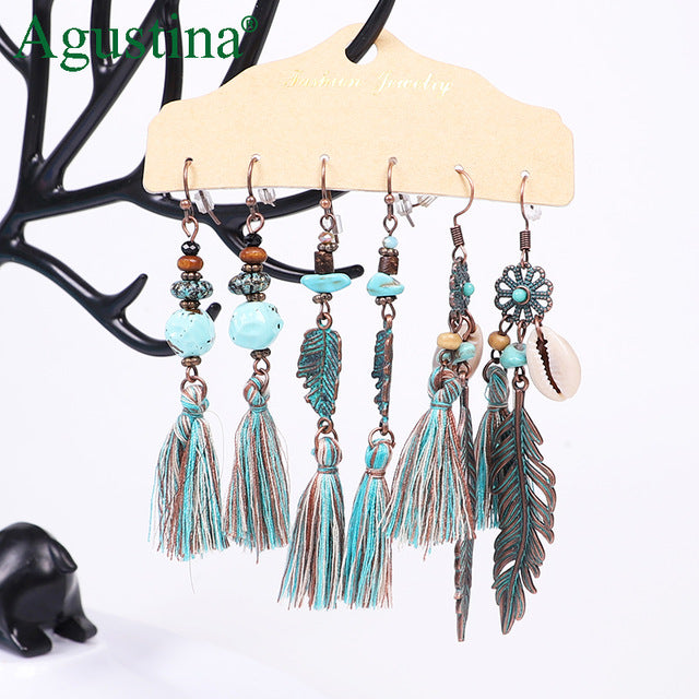 Agustina Earrings Set 2020 New Tassel Earrings Jewelry Boho Women Bohemian Drop Long Earrings Earring Handmade Fringe Statement