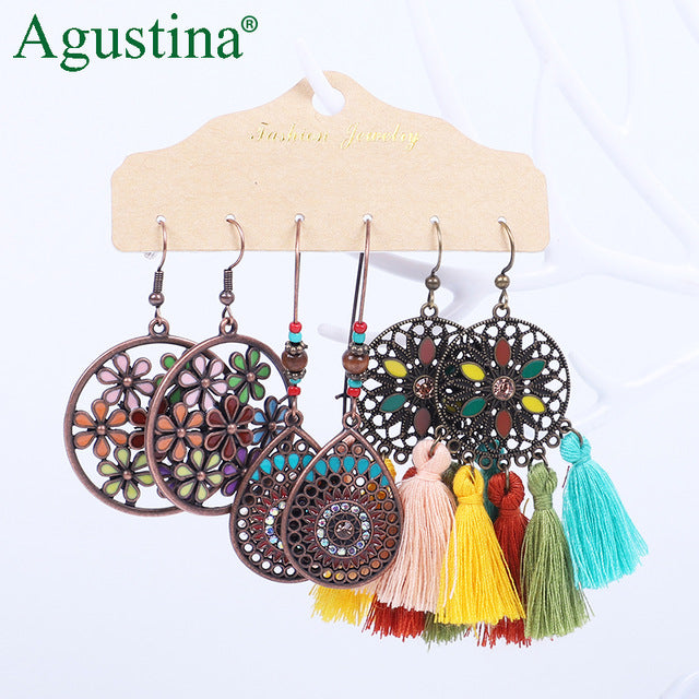Agustina Earrings Set 2020 New Tassel Earrings Jewelry Boho Women Bohemian Drop Long Earrings Earring Handmade Fringe Statement