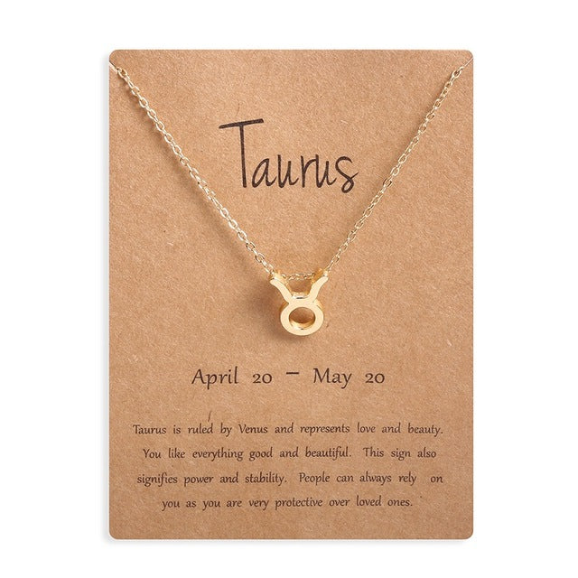 Ailodo Men Women 12 Horoscope Zodiac Sign Gold Pendant Necklace Aries Leo 12 Constellations Jewelry Kids Christmas Gifts 19NOV91