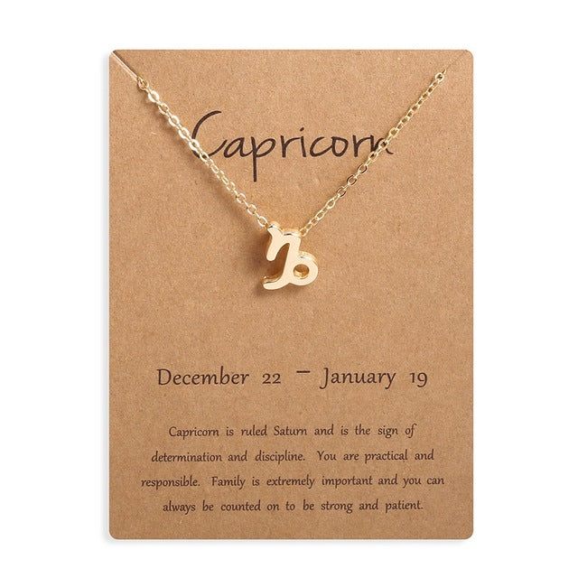 Ailodo Men Women 12 Horoscope Zodiac Sign Gold Pendant Necklace Aries Leo 12 Constellations Jewelry Kids Christmas Gifts 19NOV91