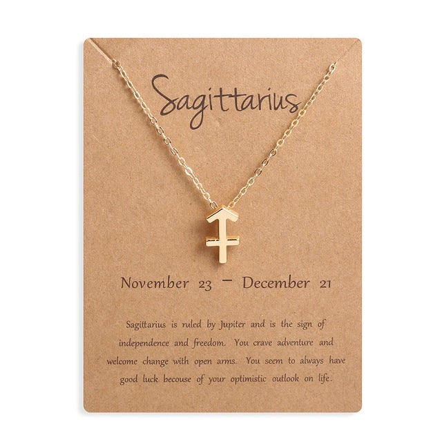 Ailodo Men Women 12 Horoscope Zodiac Sign Gold Pendant Necklace Aries Leo 12 Constellations Jewelry Kids Christmas Gifts 19NOV91