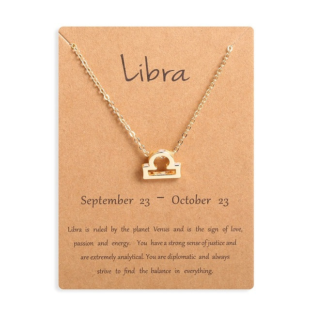 Ailodo Men Women 12 Horoscope Zodiac Sign Gold Pendant Necklace Aries Leo 12 Constellations Jewelry Kids Christmas Gifts 19NOV91