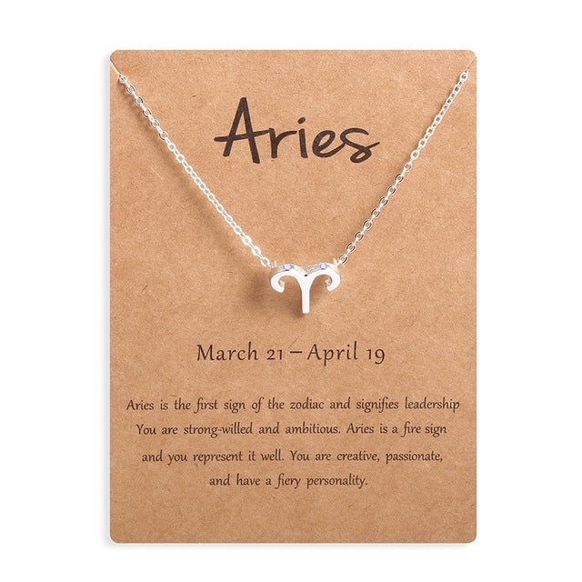 Ailodo Men Women 12 Horoscope Zodiac Sign Gold Pendant Necklace Aries Leo 12 Constellations Jewelry Kids Christmas Gifts 19NOV91