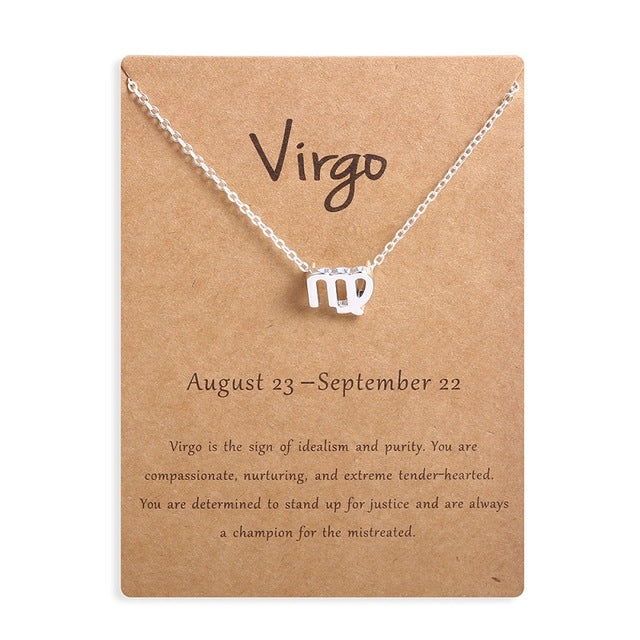 Ailodo Men Women 12 Horoscope Zodiac Sign Gold Pendant Necklace Aries Leo 12 Constellations Jewelry Kids Christmas Gifts 19NOV91