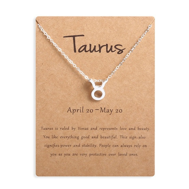 Ailodo Men Women 12 Horoscope Zodiac Sign Gold Pendant Necklace Aries Leo 12 Constellations Jewelry Kids Christmas Gifts 19NOV91