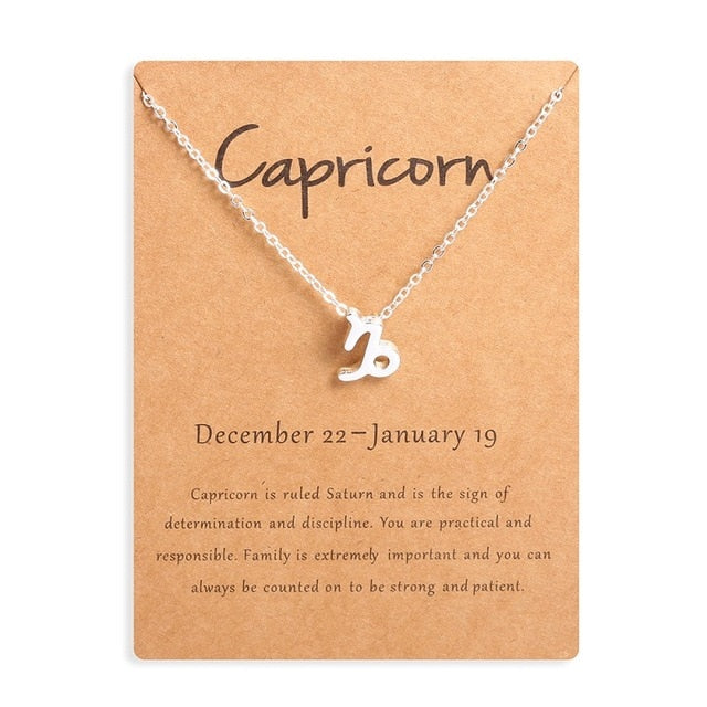 Ailodo Men Women 12 Horoscope Zodiac Sign Gold Pendant Necklace Aries Leo 12 Constellations Jewelry Kids Christmas Gifts 19NOV91