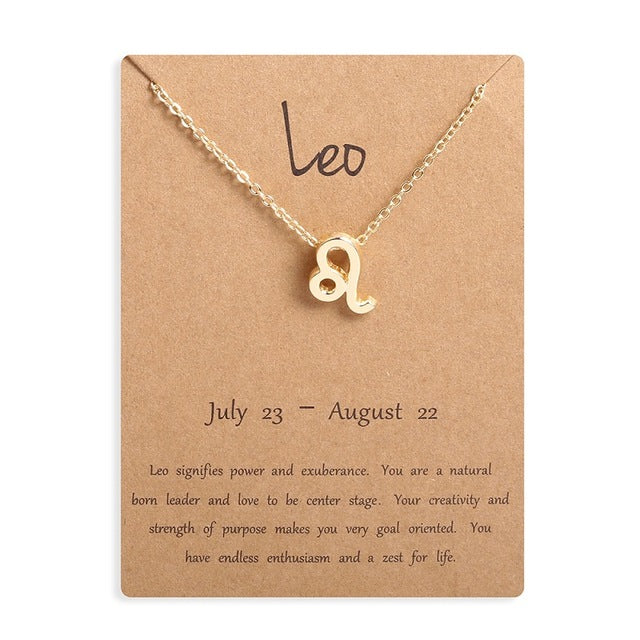 Ailodo Men Women 12 Horoscope Zodiac Sign Gold Pendant Necklace Aries Leo 12 Constellations Jewelry Kids Christmas Gifts 19NOV91