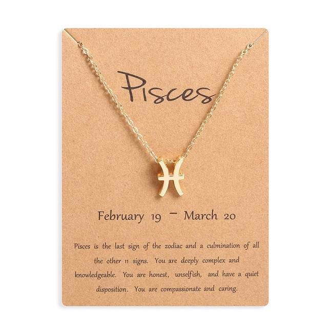 Ailodo Men Women 12 Horoscope Zodiac Sign Gold Pendant Necklace Aries Leo 12 Constellations Jewelry Kids Christmas Gifts 19NOV91