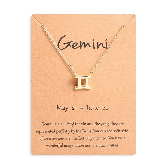 Ailodo Men Women 12 Horoscope Zodiac Sign Gold Pendant Necklace Aries Leo 12 Constellations Jewelry Kids Christmas Gifts 19NOV91