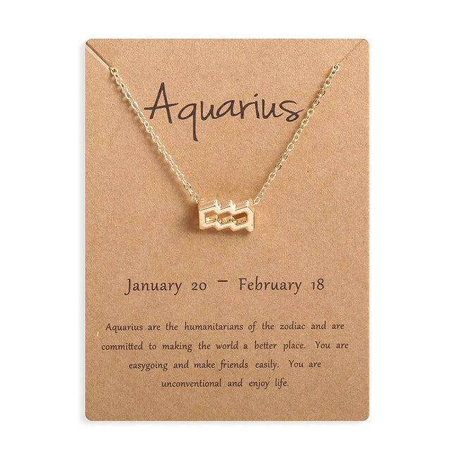 Ailodo Men Women 12 Horoscope Zodiac Sign Gold Pendant Necklace Aries Leo 12 Constellations Jewelry Kids Christmas Gifts 19NOV91