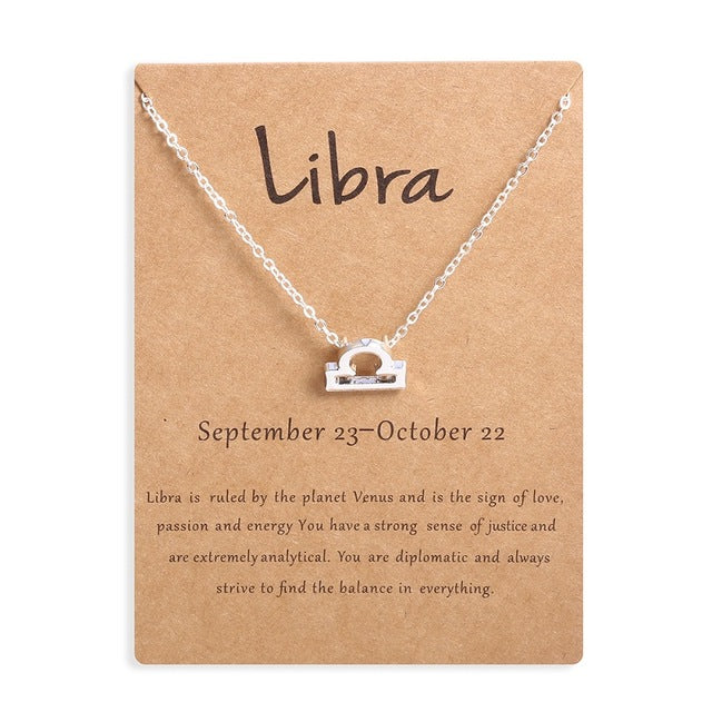 Ailodo Men Women 12 Horoscope Zodiac Sign Gold Pendant Necklace Aries Leo 12 Constellations Jewelry Kids Christmas Gifts 19NOV91