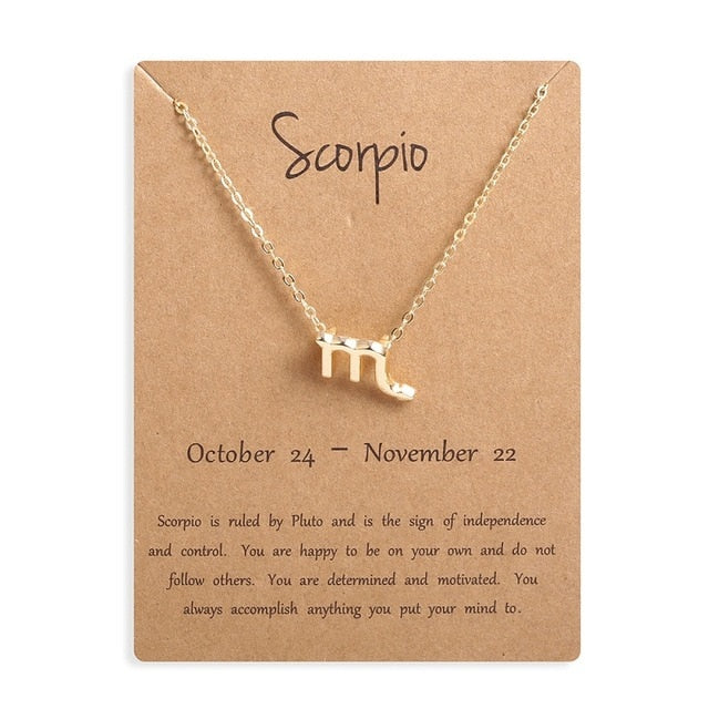 Ailodo Men Women 12 Horoscope Zodiac Sign Gold Pendant Necklace Aries Leo 12 Constellations Jewelry Kids Christmas Gifts 19NOV91
