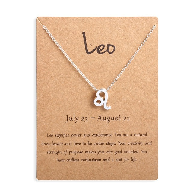 Ailodo Men Women 12 Horoscope Zodiac Sign Gold Pendant Necklace Aries Leo 12 Constellations Jewelry Kids Christmas Gifts 19NOV91