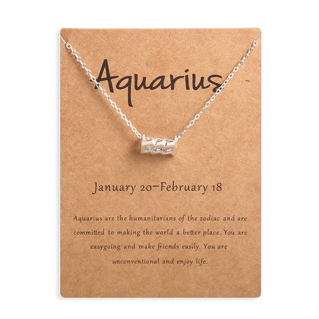 Ailodo Men Women 12 Horoscope Zodiac Sign Gold Pendant Necklace Aries Leo 12 Constellations Jewelry Kids Christmas Gifts 19NOV91
