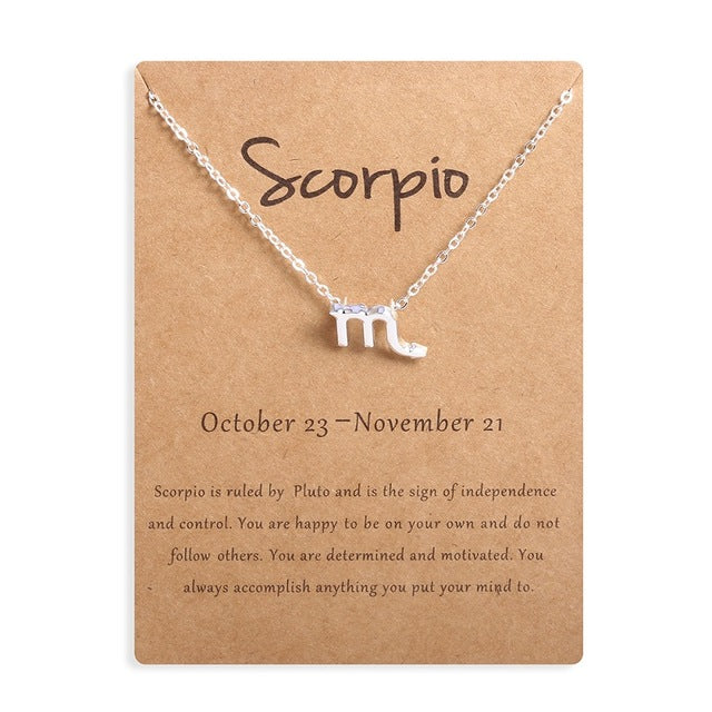Ailodo Men Women 12 Horoscope Zodiac Sign Gold Pendant Necklace Aries Leo 12 Constellations Jewelry Kids Christmas Gifts 19NOV91
