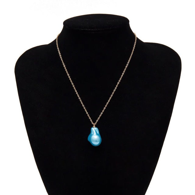 Gothic Baroque Pearl Pendant Choker Necklace for Women Wedding Punk Big Bead Lariat Gold Color Long Chain Necklace Jewelry
