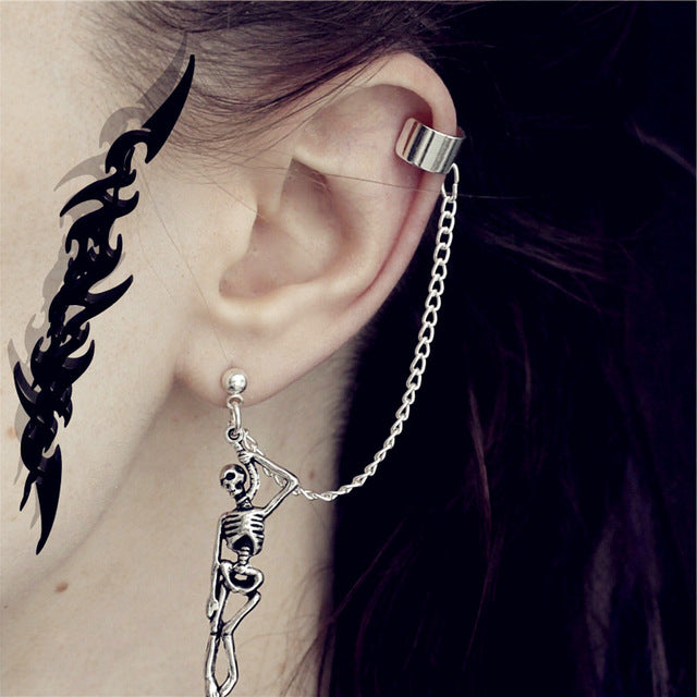 1PC European Style Egirl Fashion Vintage Long Chain Cross Zipper Drop Earrings For Men Women Party Punk Bff Jewelry Gift Brincos