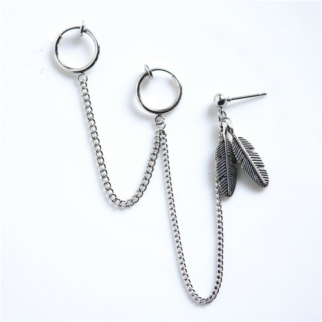 1PC European Style Egirl Fashion Vintage Long Chain Cross Zipper Drop Earrings For Men Women Party Punk Bff Jewelry Gift Brincos