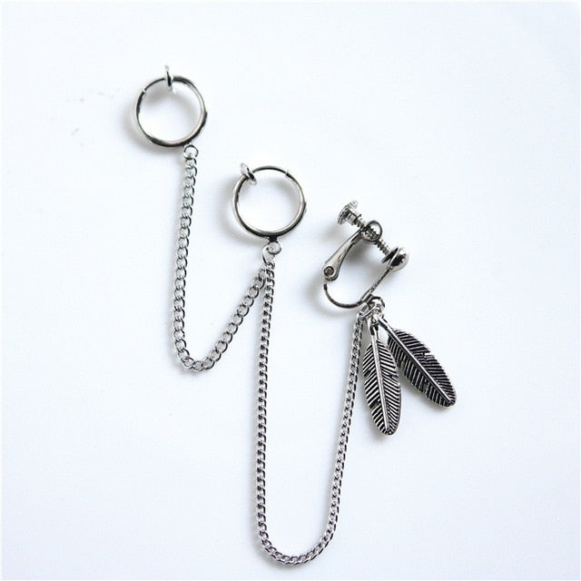 1PC European Style Egirl Fashion Vintage Long Chain Cross Zipper Drop Earrings For Men Women Party Punk Bff Jewelry Gift Brincos