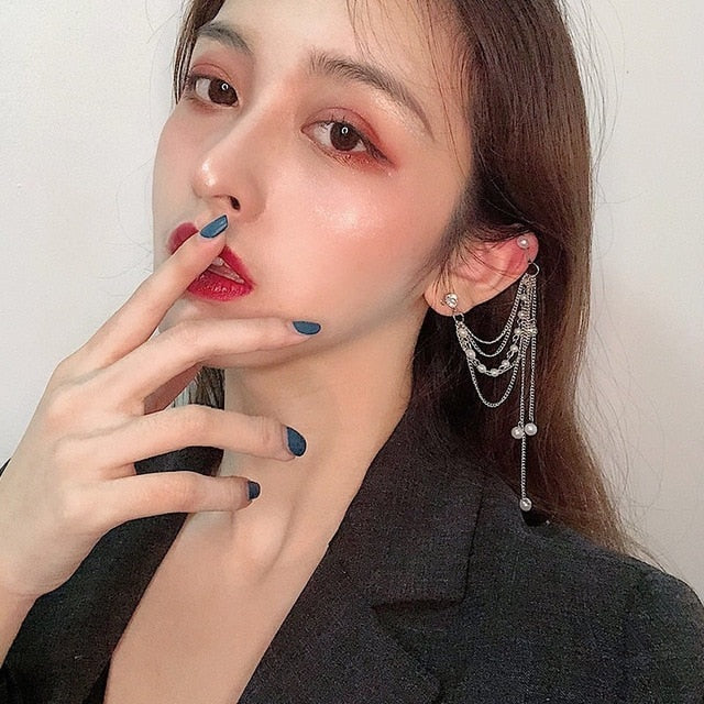 1PC European Style Egirl Fashion Vintage Long Chain Cross Zipper Drop Earrings For Men Women Party Punk Bff Jewelry Gift Brincos