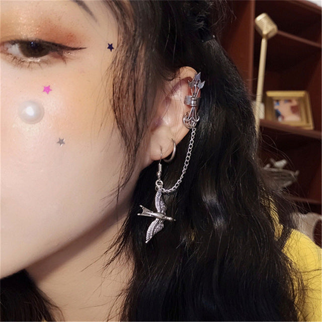 1PC European Style Egirl Fashion Vintage Long Chain Cross Zipper Drop Earrings For Men Women Party Punk Bff Jewelry Gift Brincos