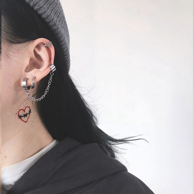 1PC European Style Egirl Fashion Vintage Long Chain Cross Zipper Drop Earrings For Men Women Party Punk Bff Jewelry Gift Brincos