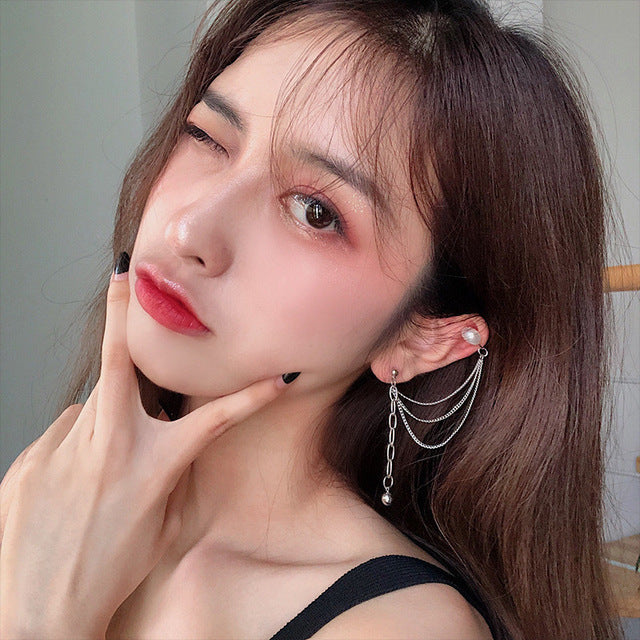 1PC European Style Egirl Fashion Vintage Long Chain Cross Zipper Drop Earrings For Men Women Party Punk Bff Jewelry Gift Brincos