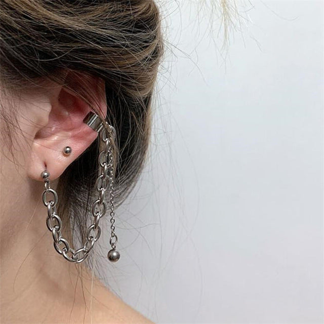 1PC European Style Egirl Fashion Vintage Long Chain Cross Zipper Drop Earrings For Men Women Party Punk Bff Jewelry Gift Brincos
