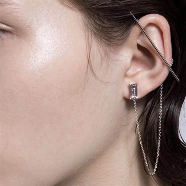 1PC European Style Egirl Fashion Vintage Long Chain Cross Zipper Drop Earrings For Men Women Party Punk Bff Jewelry Gift Brincos