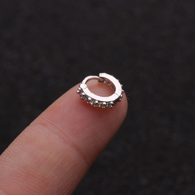1Pcs 6mm/8mm/10mm CZ Cartilage Earrings Ear Buckle for Women Simple Rainbow Boho Classic Small Earrings Stud Thin Hoops Gift